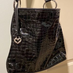 Brighton black patten leather shoulder bag